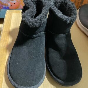 UGG Black Suede Shearling Boots